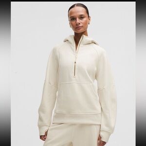 Lululemon Scuba Oversized Half-Zip Long Hoodie XS/S Light Ivory and Gold